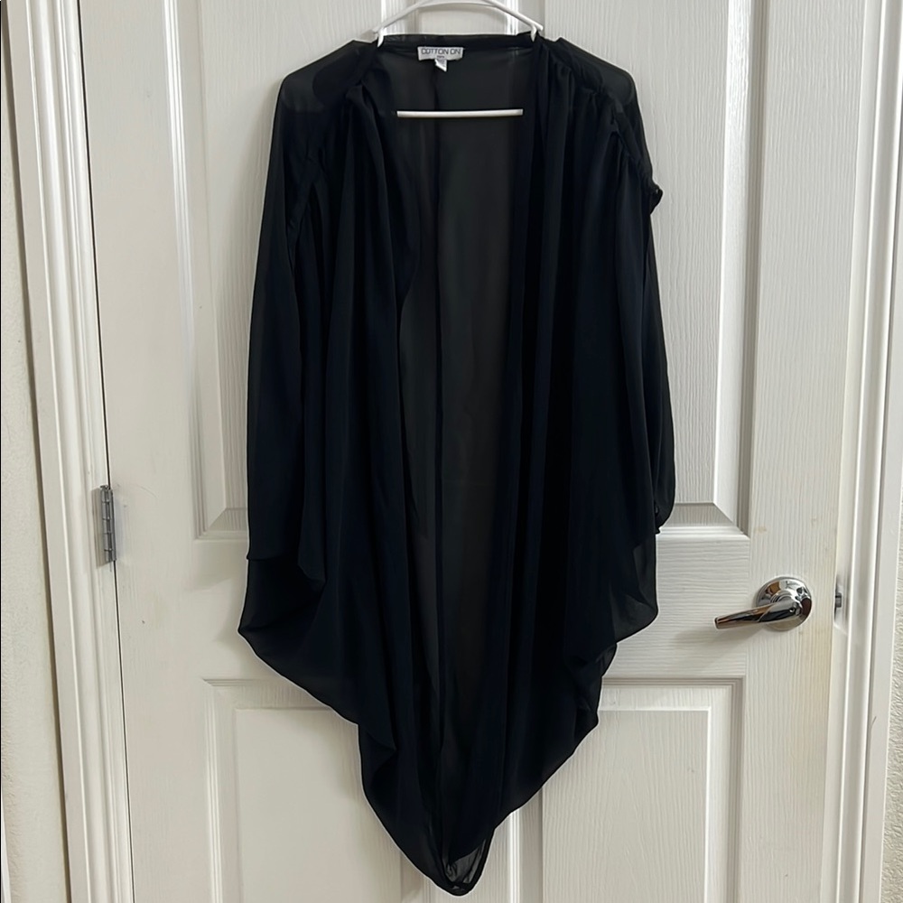 Black Sheer Open Front Cardigan